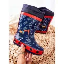 Bottes Wellington En Caoutchouc Pour Enfants Pertris Excavator Bleu Marin