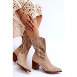 FB1 Bottes De Cowboy Hautes En Daim Pour Femmes Beige Turner -Lumière Écarlate Bottes fb1 bottes de cowboy hautes en daim pour femmes beige turner 7 2000x2000 1