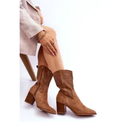 FB1 Bottes De Cowboy Hautes En Daim Pour Femmes Brown Turner Beige -Lumière Écarlate Bottes fb1 bottes de cowboy hautes en daim pour femmes brown turner beige 7 2000x2000 1