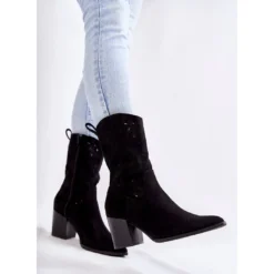 FB1 Bottes En Daim Pour Femmes Avec Bottes De Cowboy Ariane Noires Le Noir -Lumière Écarlate Bottes fb1 bottes en daim pour femmes avec bottes de cowboy ariane noires le noir 3 2000x2000 1