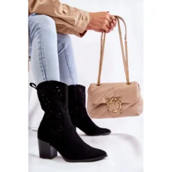 FB1 Bottes En Daim Pour Femmes Avec Bottes De Cowboy Ariane Noires Le Noir -Lumière Écarlate Bottes fb1 bottes en daim pour femmes avec bottes de cowboy ariane noires le noir 5 2000x2000 1