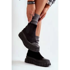 FB2 Bottes à Enfiler à La Mode Sur La Plate-forme Jenna Noire Le Noir -Lumière Écarlate Bottes fb2 bottes a enfiler a la mode sur la plate forme jenna noire le noir 4 2000x2000 1