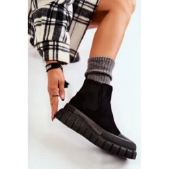 FB2 Bottes à Enfiler à La Mode Sur La Plate-forme Jenna Noire Le Noir -Lumière Écarlate Bottes fb2 bottes a enfiler a la mode sur la plate forme jenna noire le noir 5 2000x2000 1