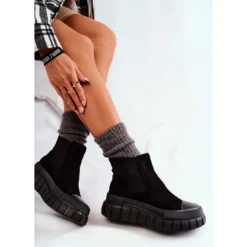 FB2 Bottes à Enfiler à La Mode Sur La Plate-forme Jenna Noire Le Noir -Lumière Écarlate Bottes fb2 bottes a enfiler a la mode sur la plate forme jenna noire le noir 6 2000x2000 1