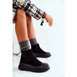 FB2 Bottes à Enfiler à La Mode Sur La Plate-forme Jenna Noire Le Noir -Lumière Écarlate Bottes fb2 bottes a enfiler a la mode sur la plate forme jenna noire le noir 7 2000x2000 1