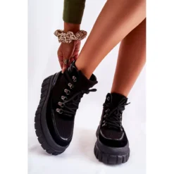 FB3 Bottes Pour Femmes à La Mode Sur La Magnifique Plate-forme Noire Le Noir -Lumière Écarlate Bottes fb3 bottes pour femmes a la mode sur la magnifique plate forme noire le noir 4 2000x2000 1