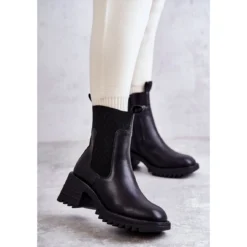 FE1 Bottes Chaudes Noires à Talon Pour Femmes Abella Le Noir