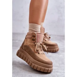 FG2 Bottes Confortables Sur La Plate-forme Sanchio Beige Foncé Brun