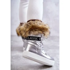 FM1 Bottes De Neige à Lacets Argentées Pour Femmes Santero -Lumière Écarlate Bottes fm1 bottes de neige a lacets argentees pour femmes santero 3 2000x2000 1