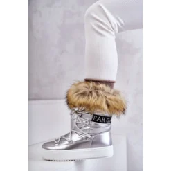 FM1 Bottes De Neige à Lacets Argentées Pour Femmes Santero -Lumière Écarlate Bottes fm1 bottes de neige a lacets argentees pour femmes santero 4 2000x2000 1