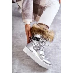 FM1 Bottes De Neige à Lacets Argentées Pour Femmes Santero -Lumière Écarlate Bottes fm1 bottes de neige a lacets argentees pour femmes santero 5 2000x2000 1