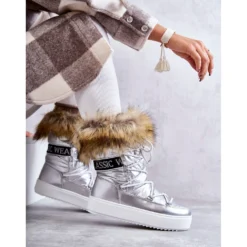 FM1 Bottes De Neige à Lacets Argentées Pour Femmes Santero -Lumière Écarlate Bottes fm1 bottes de neige a lacets argentees pour femmes santero 7 2000x2000 1