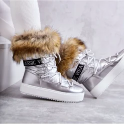 FM1 Bottes De Neige à Lacets Argentées Pour Femmes Santero -Lumière Écarlate Bottes fm1 bottes de neige a lacets argentees pour femmes santero 8 2000x2000 1