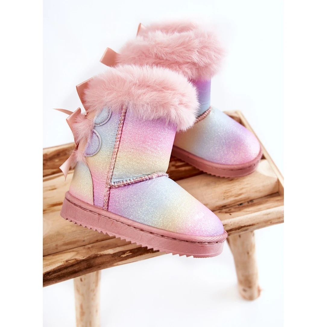 FR1 Bottes Chaudes Enfant Avec Nœuds Bottes De Neige Funky Multicolores Rose 3 FR1 Bottes Chaudes Enfant Avec Nœuds Bottes De Neige Funky Multicolores Rose – Image 3