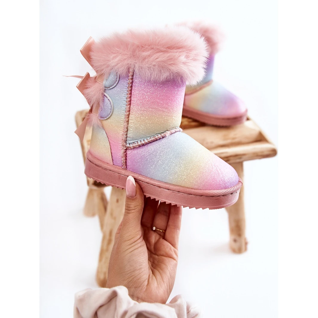 FR1 Bottes Chaudes Enfant Avec Nœuds Bottes De Neige Funky Multicolores Rose 5 FR1 Bottes Chaudes Enfant Avec Nœuds Bottes De Neige Funky Multicolores Rose – Image 5
