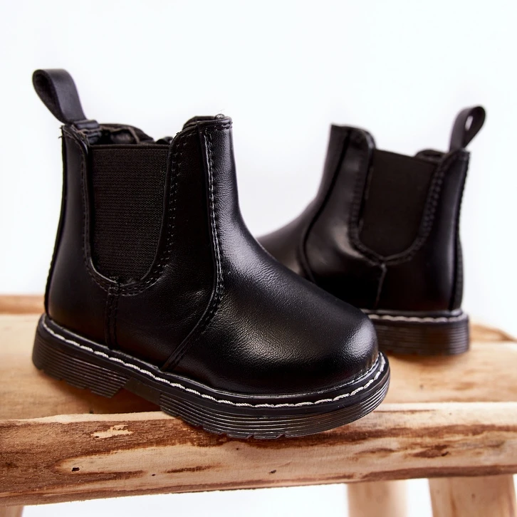 FR1 Bottes Chaudes Enfant Cuir Noir Porky Le Noir 3 FR1 Bottes Chaudes Enfant Cuir Noir Porky Le Noir – Image 3