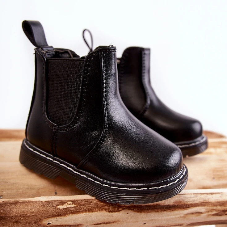 FR1 Bottes Chaudes Enfant Cuir Noir Porky Le Noir 4 FR1 Bottes Chaudes Enfant Cuir Noir Porky Le Noir – Image 4