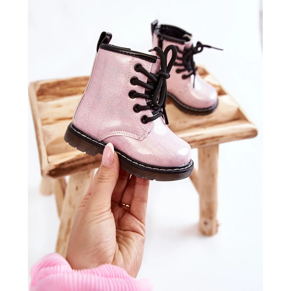 FR1 Bottes Chaudes Enfant Zippées Laquées Rose Goopy Argent 2 FR1 Bottes Chaudes Enfant Zippées Laquées Rose Goopy Argent – Image 2