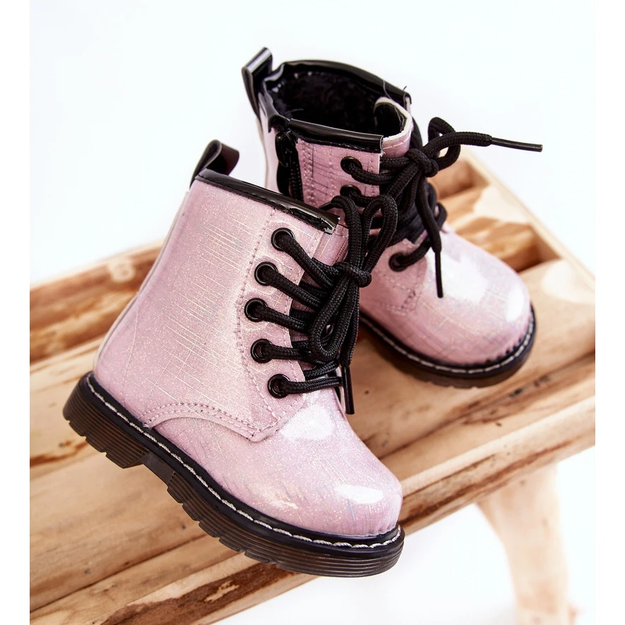 FR1 Bottes Chaudes Enfant Zippées Laquées Rose Goopy Argent 3 FR1 Bottes Chaudes Enfant Zippées Laquées Rose Goopy Argent – Image 3