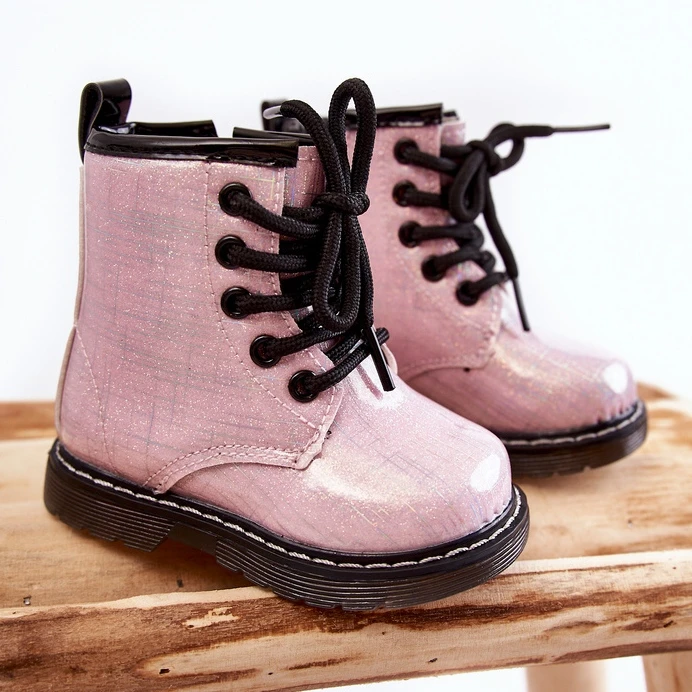 FR1 Bottes Chaudes Enfant Zippées Laquées Rose Goopy Argent 5 FR1 Bottes Chaudes Enfant Zippées Laquées Rose Goopy Argent – Image 5