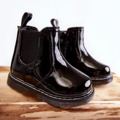 FR1 Bottes Chaudes Laquées Enfant Noir Porky Le Noir -Lumière Écarlate Bottes fr1 bottes chaudes laquees enfant noir porky le noir 4 2000x2000 1