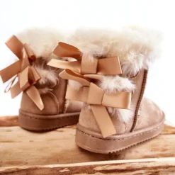 FR1 Bottes Chaudes Pour Enfants Avec Nœuds Bottes De Neige Funky Beige Clair -Lumière Écarlate Bottes fr1 bottes chaudes pour enfants avec noeuds bottes de neige funky beige clair 3 2000x2000 1