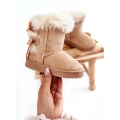 FR1 Bottes Chaudes Pour Enfants Avec Nœuds Bottes De Neige Funky Beige Clair -Lumière Écarlate Bottes fr1 bottes chaudes pour enfants avec noeuds bottes de neige funky beige clair 4 2000x2000 1