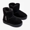 FR1 Bottes De Neige Chaudes à Enfiler Pour Enfants Noir Catellie Le Noir