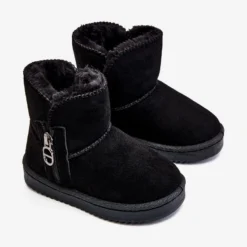 FR1 Bottes De Neige Chaudes à Enfiler Pour Enfants Noir Catellie Le Noir