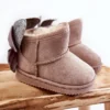 FR1 Bottes De Neige Chaudes Avec Nœuds Meriva Gris Fille Beige