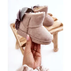 FR1 Bottes De Neige Chaudes Avec Nœuds Meriva Gris Fille Beige -Lumière Écarlate Bottes fr1 bottes de neige chaudes avec noeuds meriva gris fille beige 3 2000x2000 1