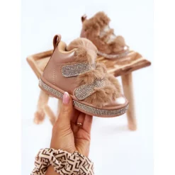 FR1 Bottes De Neige Chaudes En Cuir Pour Enfant Doré Leela D'or -Lumière Écarlate Bottes fr1 bottes de neige chaudes en cuir pour enfant dore leela dor 3 2000x2000 1