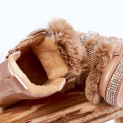 FR1 Bottes De Neige Chaudes En Cuir Pour Enfant Doré Leela D'or -Lumière Écarlate Bottes fr1 bottes de neige chaudes en cuir pour enfant dore leela dor 5 2000x2000 1