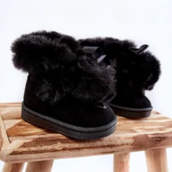 FR1 Bottes De Neige Chaudes Pour Enfants Pour Jeunes Noir Roofy Le Noir