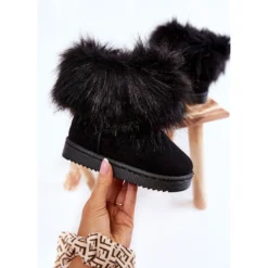 FR1 Bottes De Neige Enfant Ariana Noires Avec Fourrure Le Noir