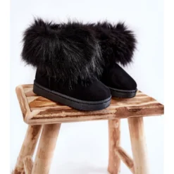 FR1 Bottes De Neige Enfant Ariana Noires Avec Fourrure Le Noir -Lumière Écarlate Bottes fr1 bottes de neige enfant ariana noires avec fourrure le noir 3 2000x2000 1