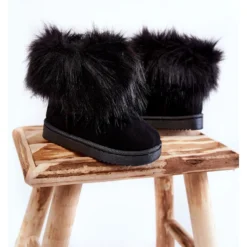 FR1 Bottes De Neige Enfant Ariana Noires Avec Fourrure Le Noir -Lumière Écarlate Bottes fr1 bottes de neige enfant ariana noires avec fourrure le noir 4 2000x2000 1