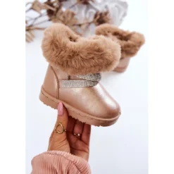 FR1 Bottes De Neige Pour Enfants Avec Cubic Zirconia Golden Hollee D'or D'or -Lumière Écarlate Bottes fr1 bottes de neige pour enfants avec cubic zirconia golden hollee dor dor 3 2000x2000 1