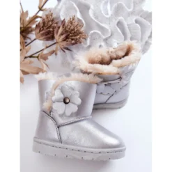 FR1 Bottes De Neige Pour Enfants Avec Fleur Silver Bianca Argent -Lumière Écarlate Bottes fr1 bottes de neige pour enfants avec fleur silver bianca argent 3 2000x2000 1