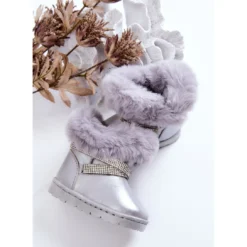 FR1 Bottes De Neige Silver Hollee Pour Enfants Avec Zircons Cubiques ['argent'] Gris -Lumière Écarlate Bottes fr1 bottes de neige silver hollee pour enfants avec zircons cubiques argent gris 4 2000x2000 1