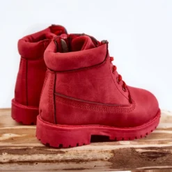 FR1 Bottes De Trappeur Pour Enfant Avec Fermeture éclair Rouge Dexter -Lumière Écarlate Bottes fr1 bottes de trappeur pour enfant avec fermeture eclair rouge dexter 4 2000x2000 1
