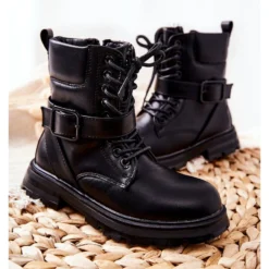 FR1 Bottes Dollay Noires Pour Enfants Avec Boucle Le Noir -Lumière Écarlate Bottes fr1 bottes dollay noires pour enfants avec boucle le noir 4 2000x2000 1