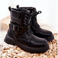 FR1 Bottes Dollay Noires Pour Enfants Avec Boucle Le Noir -Lumière Écarlate Bottes fr1 bottes dollay noires pour enfants avec boucle le noir 7 2000x2000 1