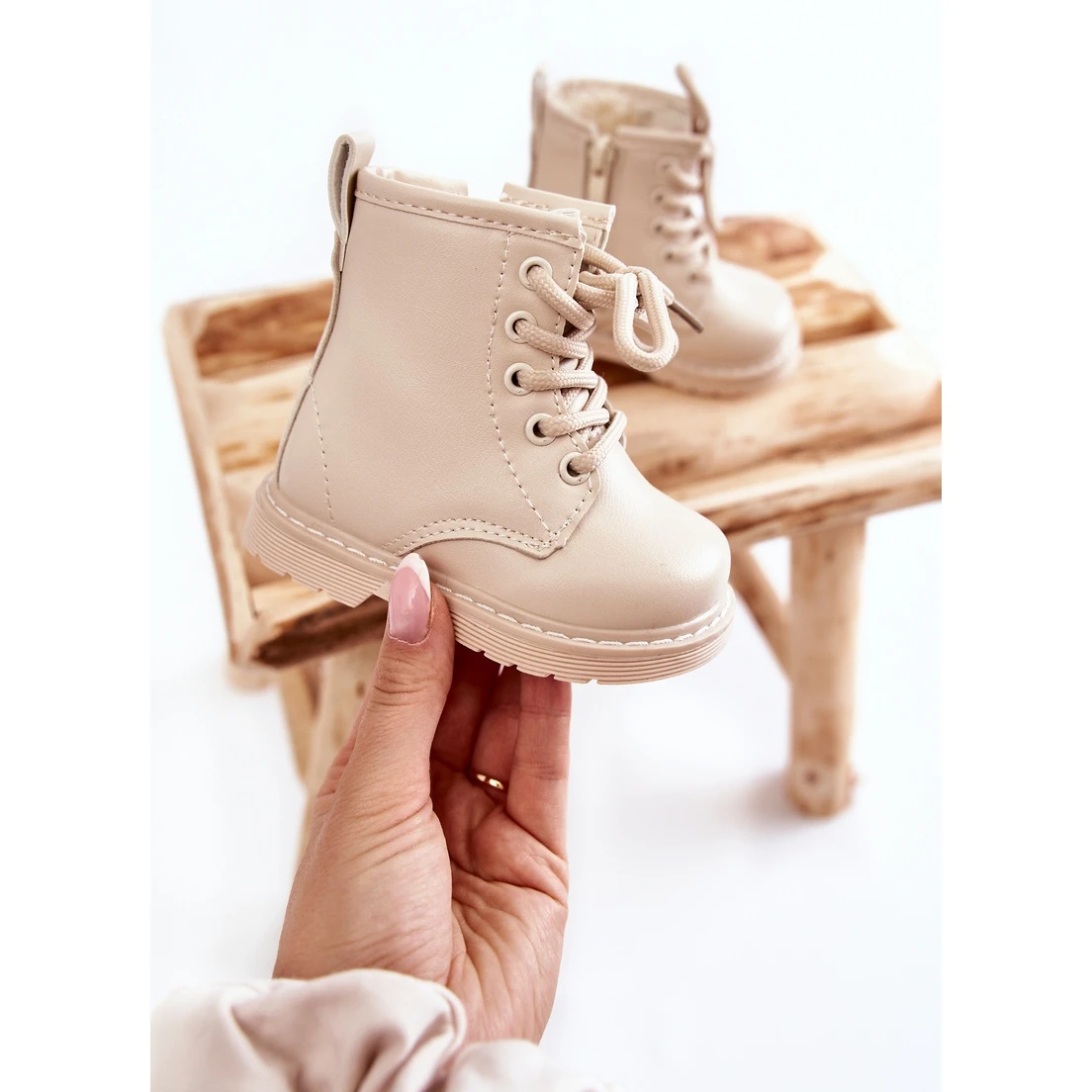 FR1 Bottes En Cuir Pour Enfants Avec Fermeture Éclair Beige Omua 1 FR1 Bottes En Cuir Pour Enfants Avec Fermeture Éclair Beige Omua