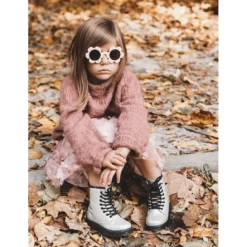 FR1 Bottes Enfant Chaudes Avec Une Fermeture Éclair Laquée Argent Goopy