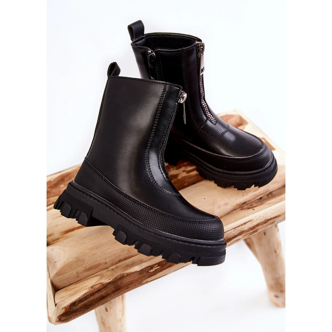 FR1 Bottes Hautes En Cuir à La Mode Avec Fermeture à Glissière Noire Daffy Le Noir 3 FR1 Bottes Hautes En Cuir à La Mode Avec Fermeture à Glissière Noire Daffy Le Noir – Image 3