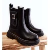 FR1 Bottes Hautes En Cuir Pour Filles Noires Shelby Le Noir