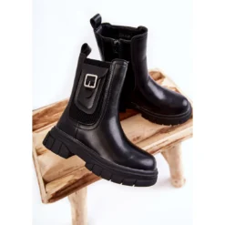 FR1 Bottes Hautes En Cuir Pour Filles Noires Shelby Le Noir -Lumière Écarlate Bottes fr1 bottes hautes en cuir pour filles noires shelby le noir 3 2000x2000 1