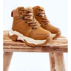 FR1 Bottes Trappeuses Chaudes Enfant Avec Fermeture Éclair Camel Marvin Brun