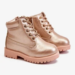 FRROCK Bottes Chaudes Trappeurs Pour Enfants Champagne Dexter Rose Rose